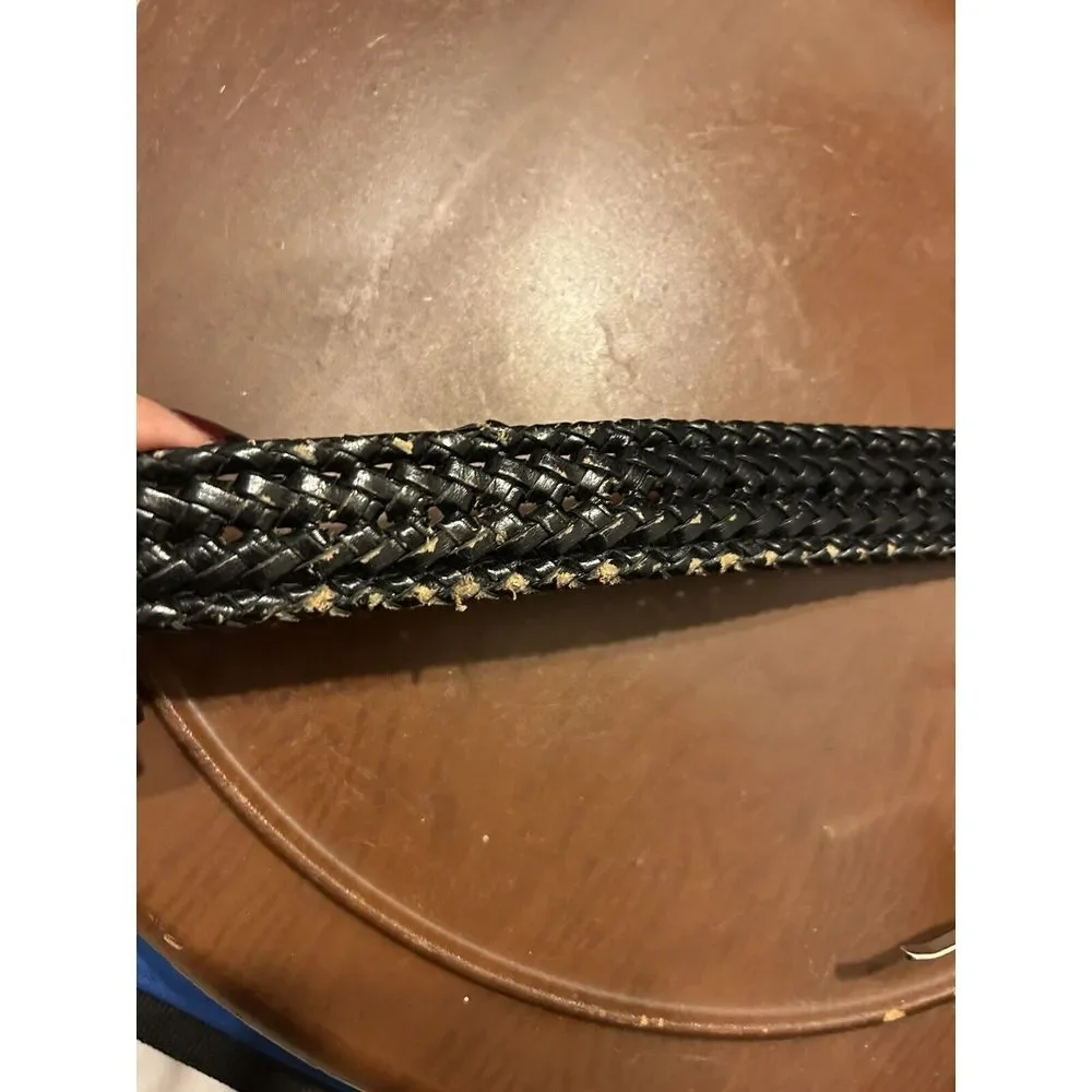 Vintage Genuine Leather Braided Brown Black Belt Size 38/95‎ Boho Western Hippie